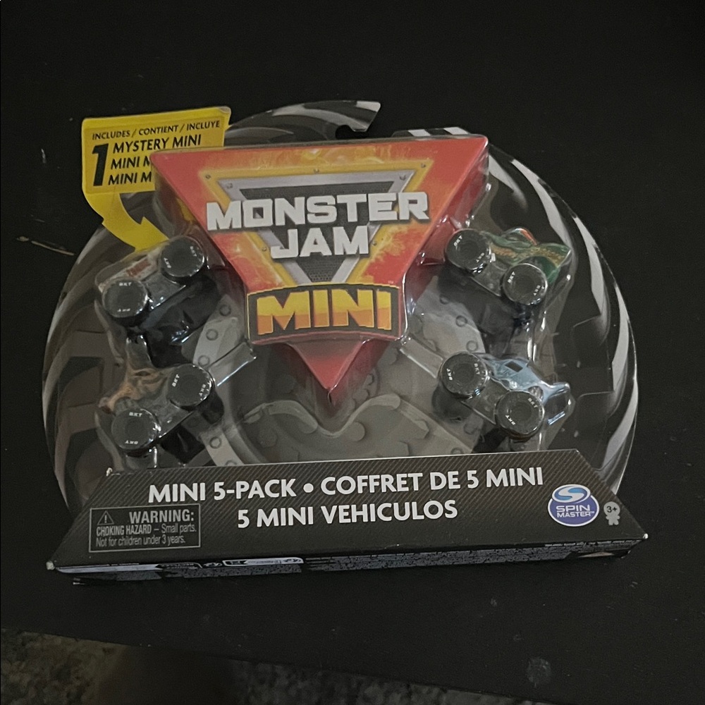 Monster Jam Mini 5-Pack Toy Set - Black and Silver